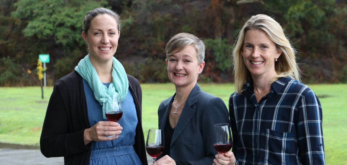 Wine researchers from the Tasmanian Institute of Agriculture Fiona Kerslake, Anna Carew and Jo Jones. 
