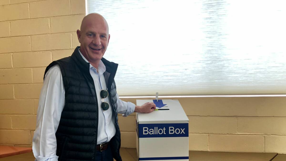 Peter Gutwein placing his vote in the state election on March 3.