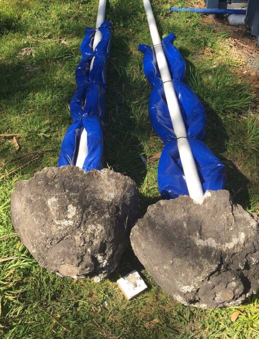 DAMAGE: The goal posts were ripped from the ground at the Bicheno Recreation Ground, which is used by the primary school for recess, lunch and sport activities. Picture: supplied