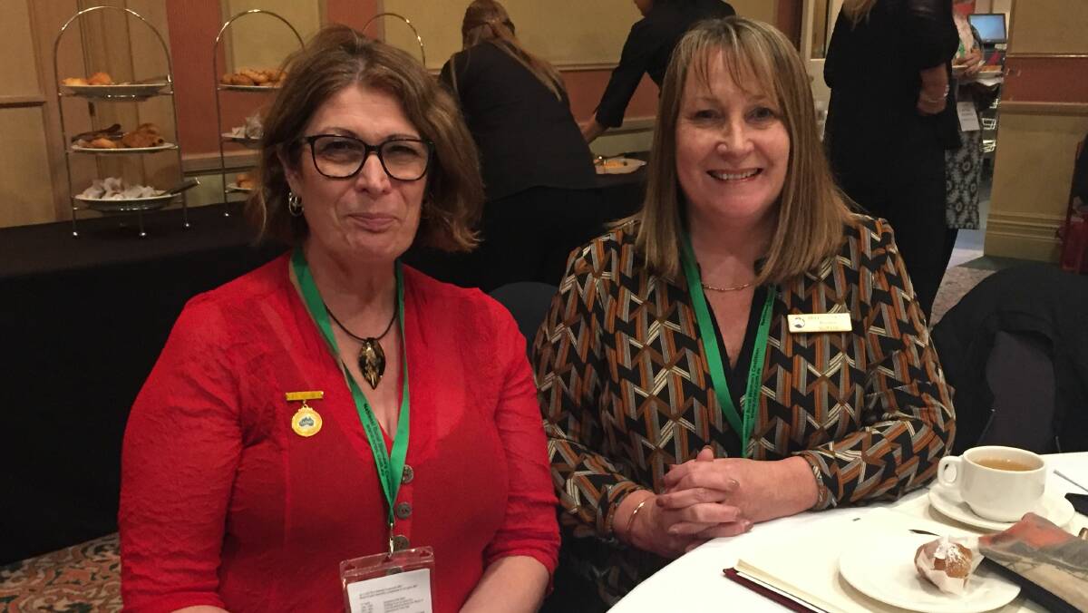LOCAL ISSUES: Pam McLeod and Helen Coleman both of Victoria catch up at the conference. Pictures: Tarlia Jordan