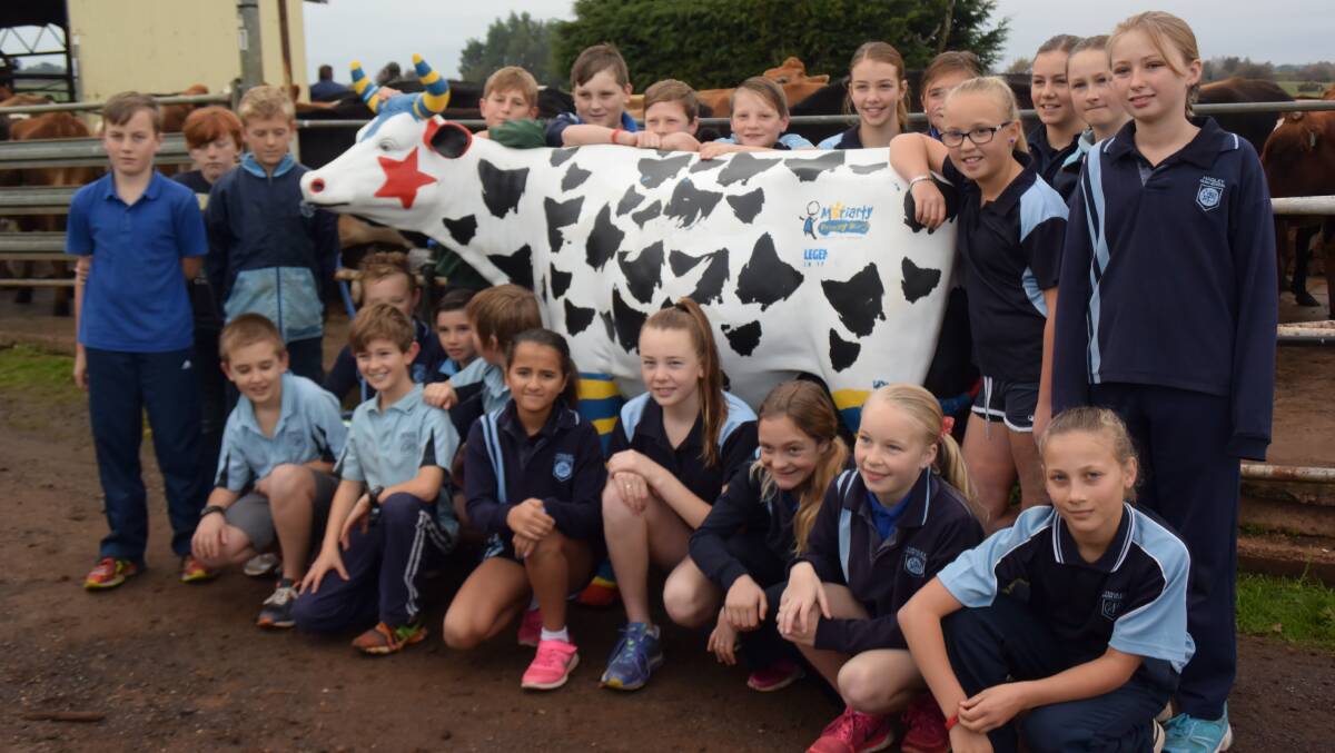 Hagley Farm School Grade 5/6 Oswin with their Picasso Cow. Picture: Caitlin Jarvis.