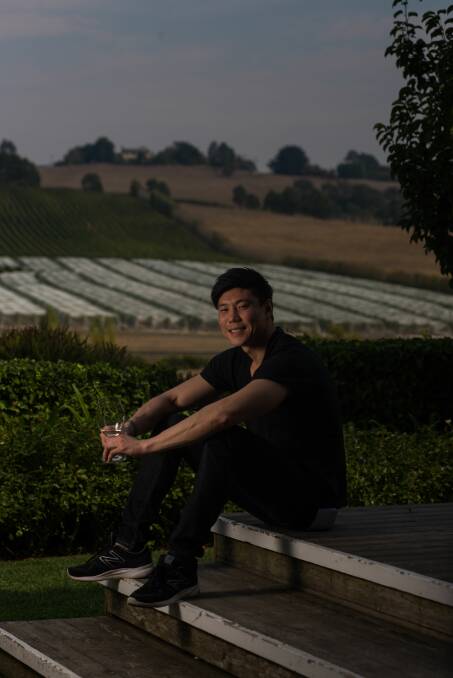 TASMANIAN WINE CONVERT: Sommelier Joo Lee from Eleven Madison Park New York at Josef Chromy Wines, Relbia, said he was considering adding Tasmanian sparkling wine to his by-the-glass list. Picture: Phillip Biggs