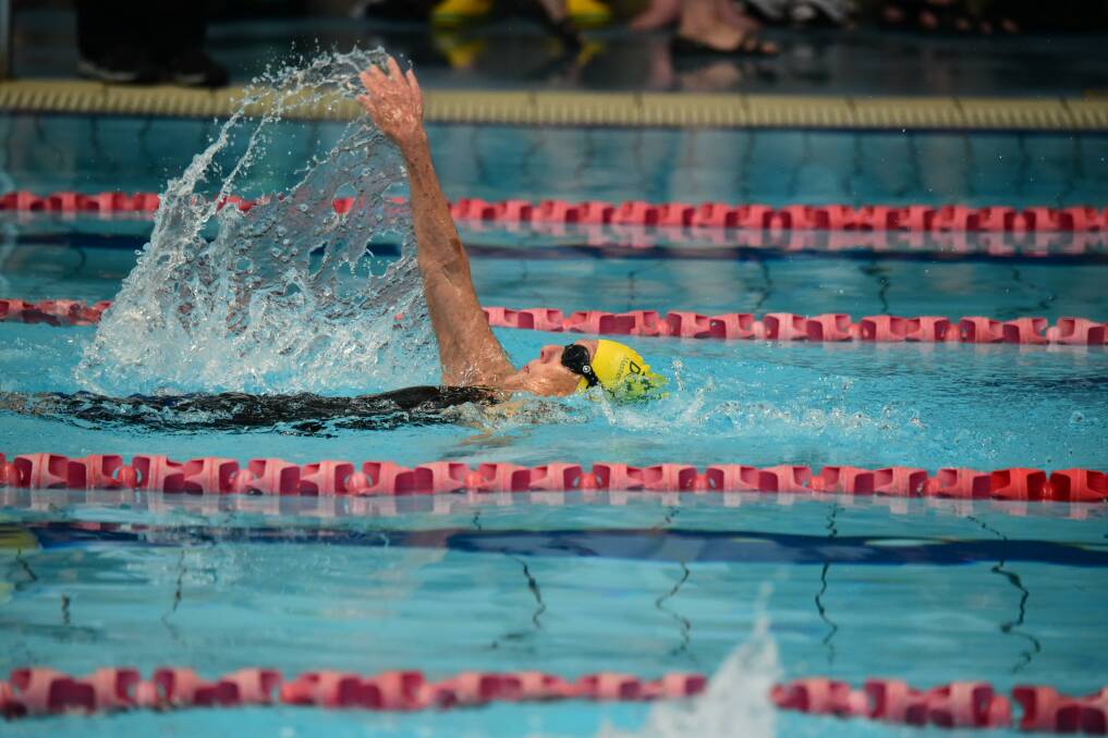 READY, GO: Dorothy Dickey, 87, swims in the 100 metre backstroke.