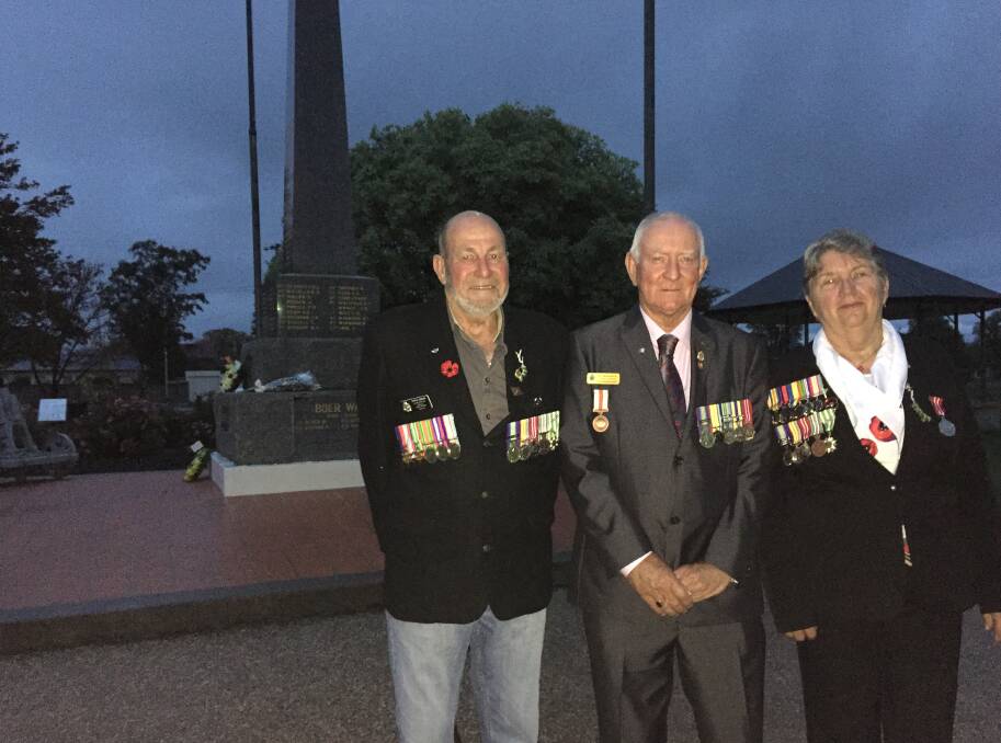 SUPPORTERS: Charlie Johnson, Geoff Leitch and Bjorg Martin of the Longford RSL commemorated Anzac Day.