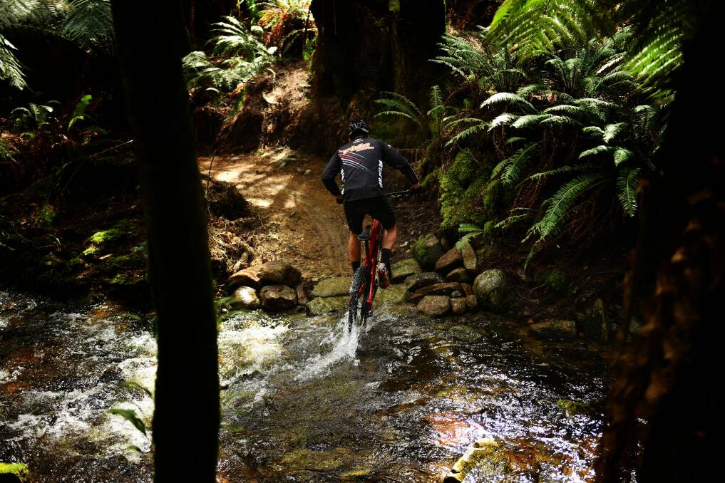 COMPLETE: Tasmanian Olympian Scott Bowden riding the Blue Tier Trail when it opened in 2016. A number of projects, including the trail have recently been completed. Picture: Scott Gelston.  
