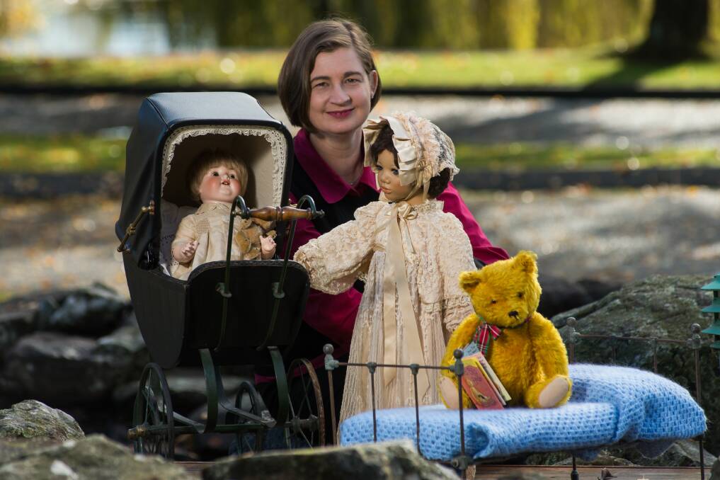 COLLECTION: Doll, Bear and Miniature Fair tresurer Jodie Campbell prepares ahead of this weekend's event being held at the Casino. Picture: Phil Biggs. 