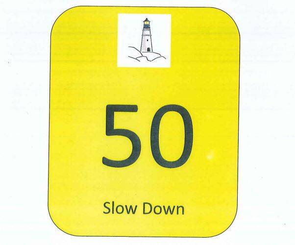 The proposed wheelie bin stickers to encourage people to slow down, taken from the George Town Council agenda. 