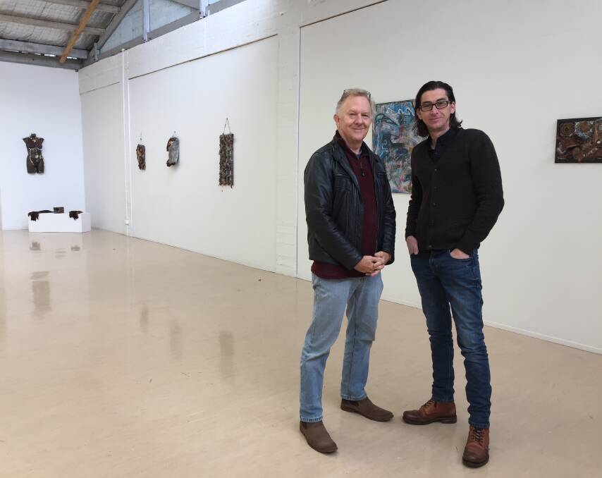 MOVING ON: Sawtooth Gallery chairman Darryl Rogers with current director Patrick Sutczak who is stepping down from his role. Picture: Tarlia Jordan