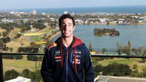 Daniel Ricciardo takes in the view of the Albert Park race track. Photo: Pat Scala