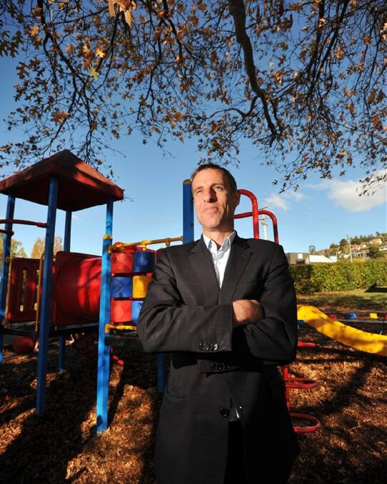 Education Minister Nick McKim marks a year in the job at Riverside Primary yesterday.