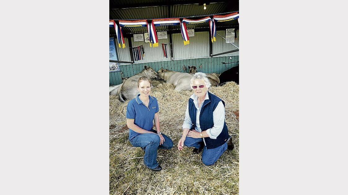 Parknook's Olivia Tucker, of Launceston, and her grandmother Rene Harris, of Swan Bay, with the successful Murray greys at the Scottsdale Show. Picture: PETER SANDERS