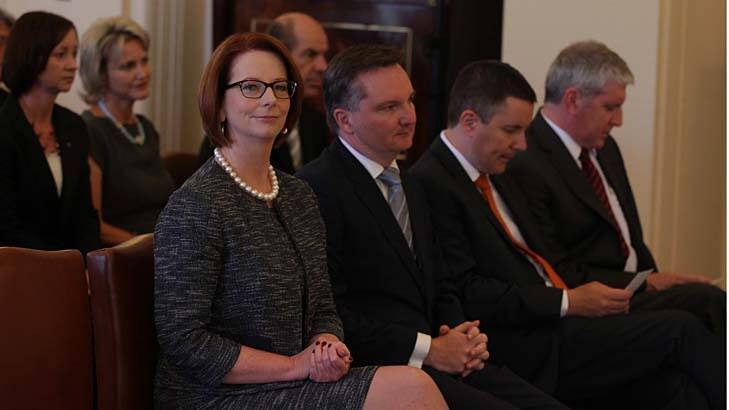 Prime Minister Julia Gillard during the swearing-in ceremony for new ministers at Government House.