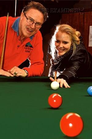 Ron Atkins coaches daughter Laurel ... he played Jimmy "Whirlwind" White in the world amateur snooker championships.