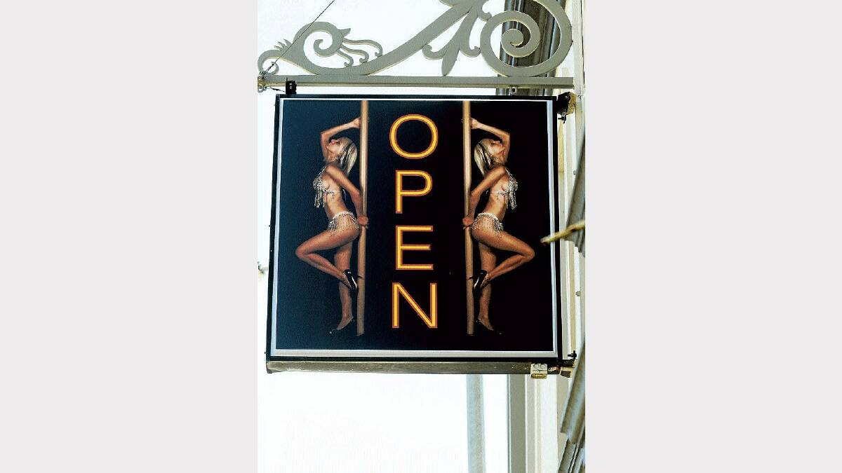 The explicit sign advertising a proposed strip club for Launceston. Picture: NEIL RICHARDSON