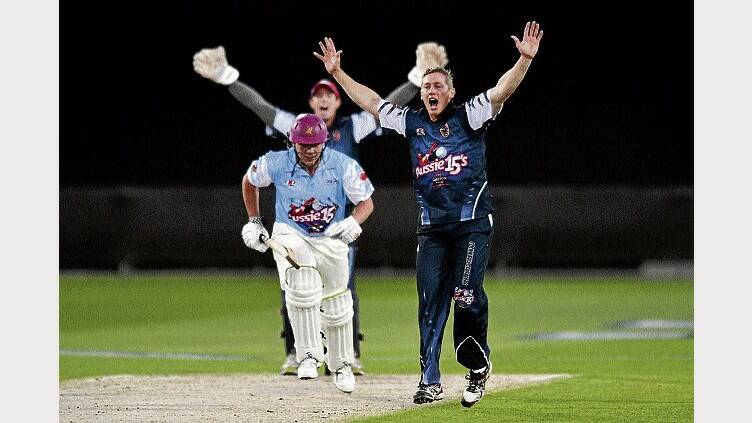 Cock 'n' Bull's Ryan Meyer appeals for a wicket in the grand final clash against the Star Bar Slashers last night. Pictures: SCOTT GELSTON.