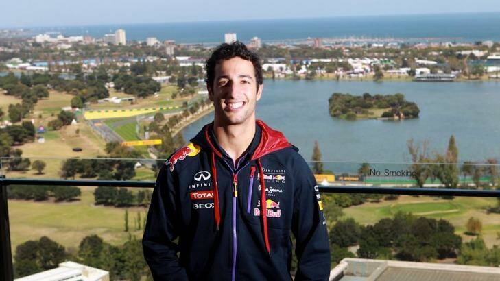 Daniel Ricciardo takes in the view of the Albert Park race track. Photo: Pat Scala