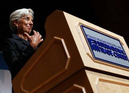 Trouble ahead ... the IMF, headed by Christine Lagarde, pictured, has released dire predictions about the global and Australian economy.