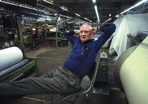 MANY YARNS: Eddie Ratcliffe will retire next week as plant engineer for the James Nelson Textile Group after 52 years.  Picture: GEOFF ROBSON