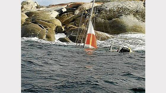 The yacht of Donald Marshall off Badger Island. Sailors have been urged to play it safe.