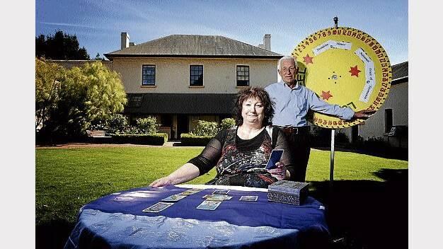 Launceston tarot card reader Queenie and Franklin House management committee member Robin McKendrick see a bright future for the Franklin House Heritage Fair. Picture: SCOTT GELSTON