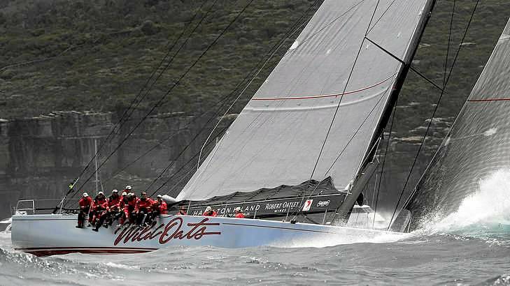 Leader: Wild Oats XI won the race to the Heads at the start of the Sydney to Hobart yacht race. Photo: GREG WOOD