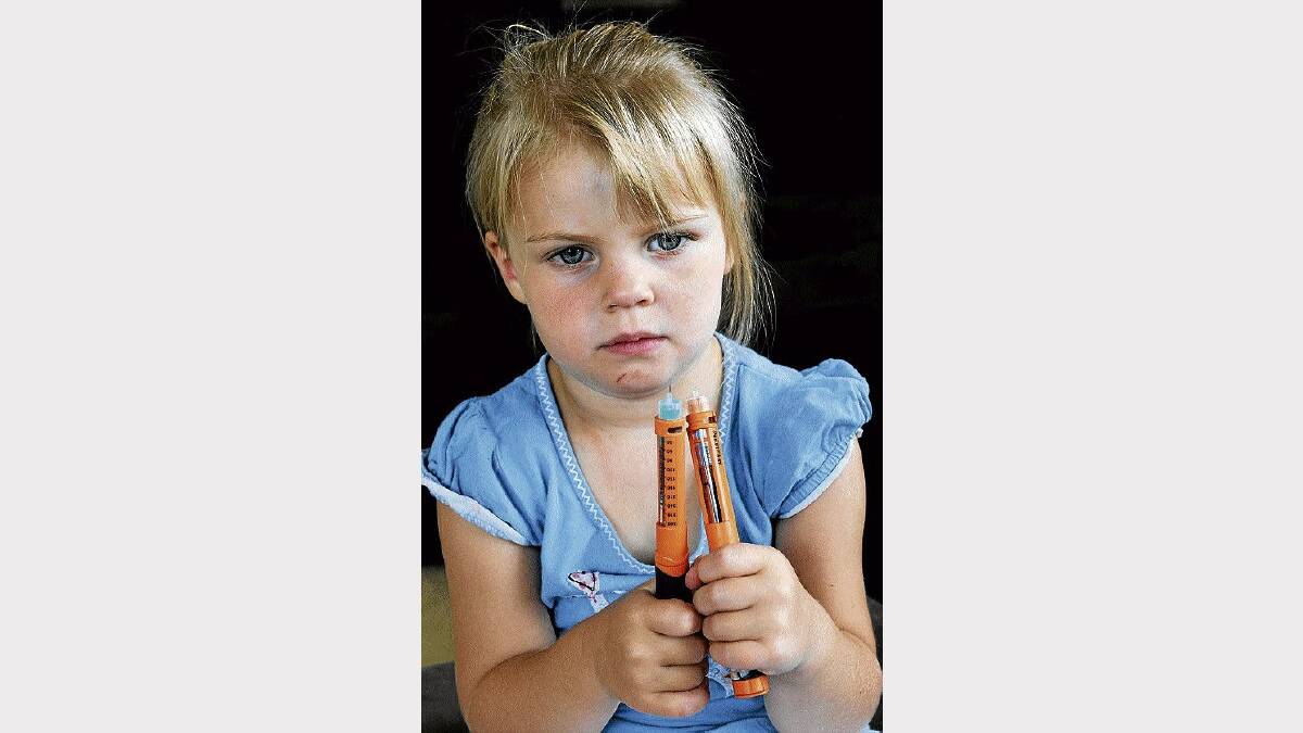 Ella Swan, 4, of Riverside, needs insulin injections four times a day because of type- 1 diabetes. Picture: GEOFF ROBSON