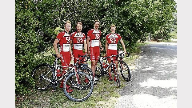 The Drapac team of Jai Crawford, Bernard Sulzberger, Will Clarke and Wes Sulzberger.