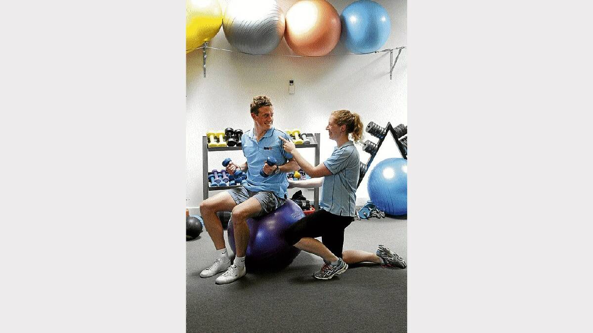 Physiotherapists Joe McCormack and Georgina Ball Smith offer a rehabilitation program for men suffering or recovering from cancer. Picture: PAUL SCAMBLER