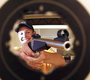 SURE SHOT: Launceston's Christopher Banfield, 18, was right on target when he won the national junior field pistol and small bore metallic silhouette disciplines outright at the national titles, held