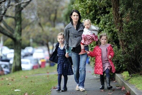  Alicia Curtis with children Ava, 6, Josie, 1, and Heidi, 4. The family lives at West Launceston but has chosen for Ava to go to Trevallyn Primary School. That choice would be harder under the draft policy.