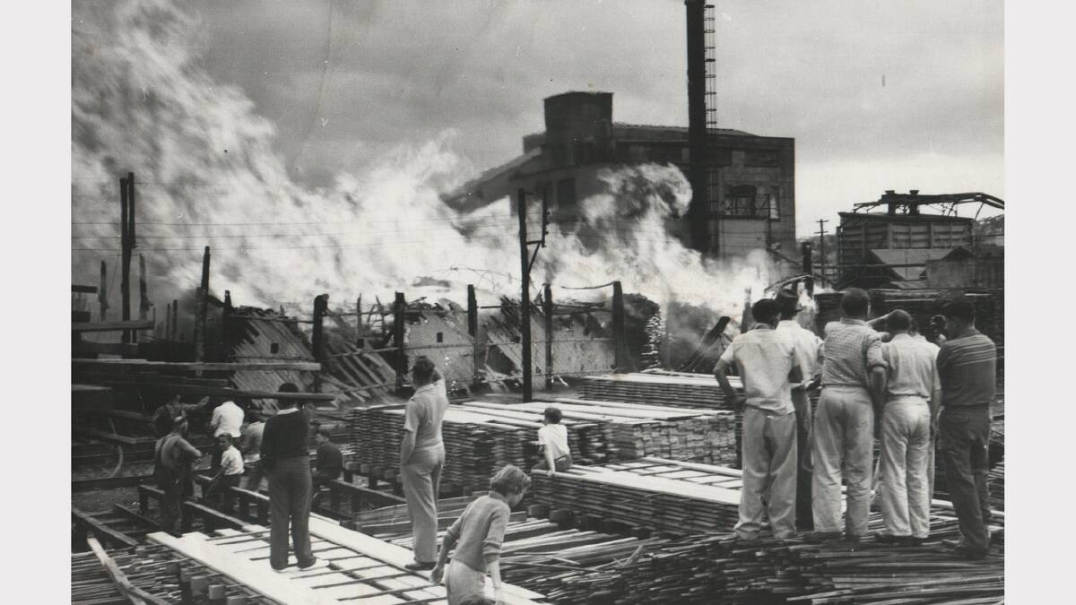 Fire at Tasmanian Board Mills, Killafaddy. March 2, 1959.