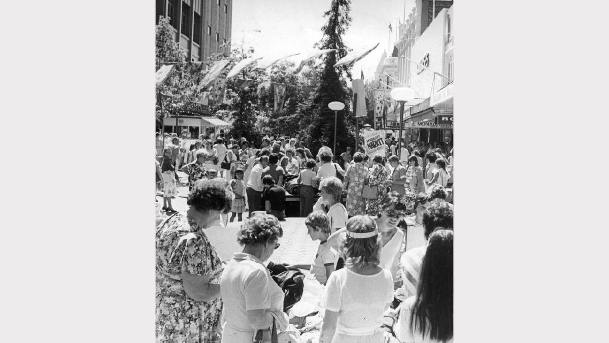The first market day in the Brisbane Street Mall. February 3, 1984.