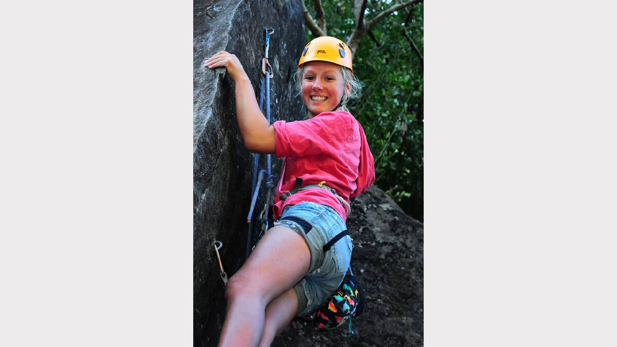 Jemimah Narkowicz, 15, tackles a climb at the Gorge. Picture: Neil Richardson. 