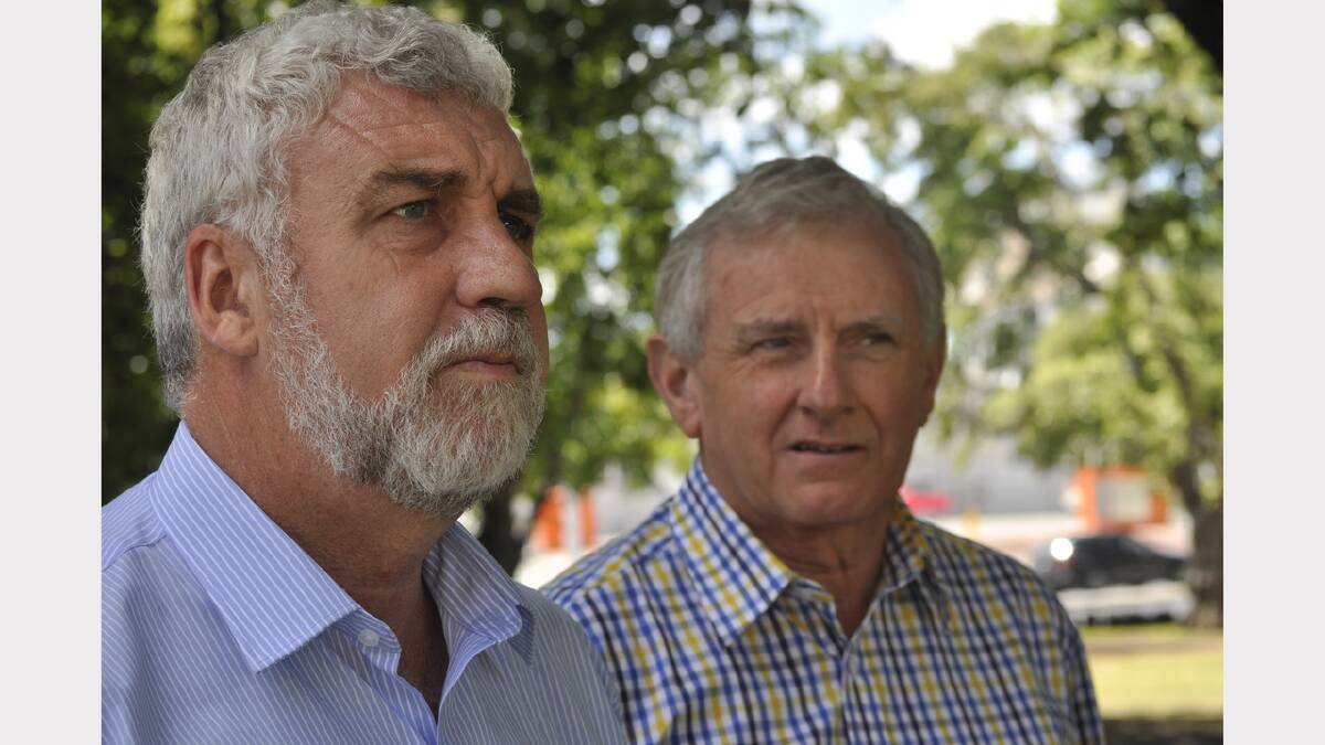 Lyons Labor candidate Bob Gordon with former federal Labor Minister Simon Crean in Hobart today. Picture: Georgie Burgess