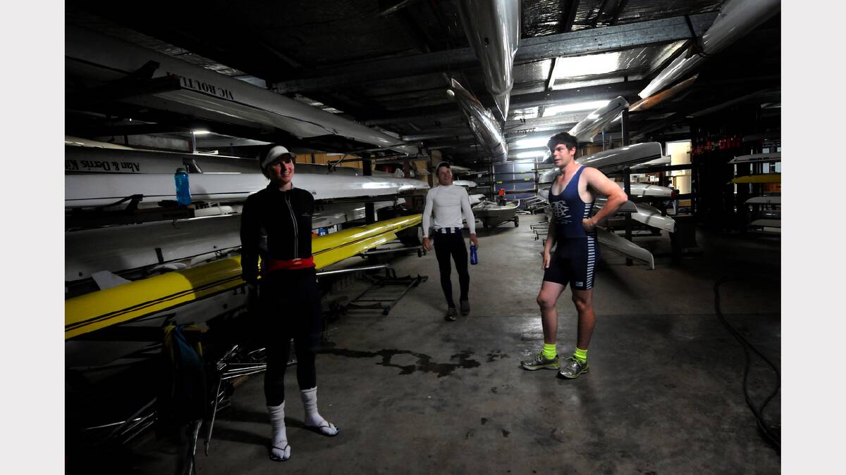 Ciona Wilson, Henry Youl and John McKenzie prepare for their (very) early morning. Picture: Geoff Robson