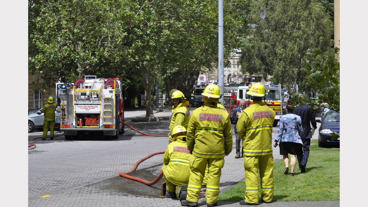 Fire at Parliament House. Picture: Georgie Burgess