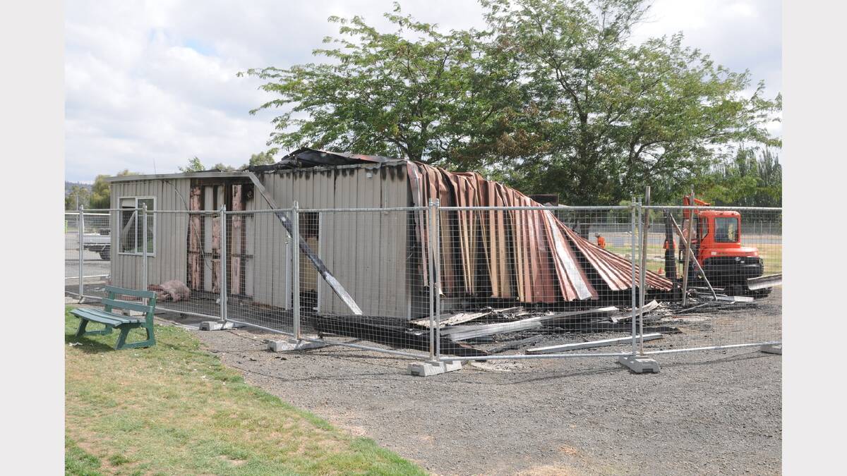 The toilets, shower block and meeting room building that was set on fire at Churchill Park. Picture: PAUL SCAMBLER