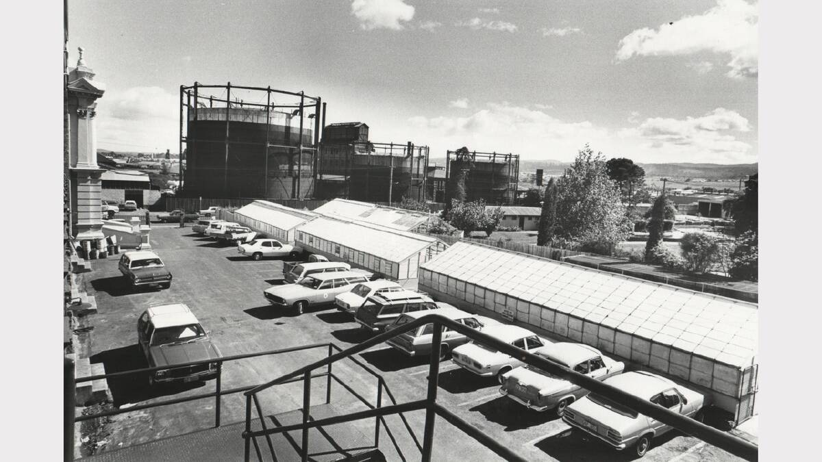 The rear of Albert Hall, looking towards Cimitiere Street, before redevelopments. November 3, 1977.