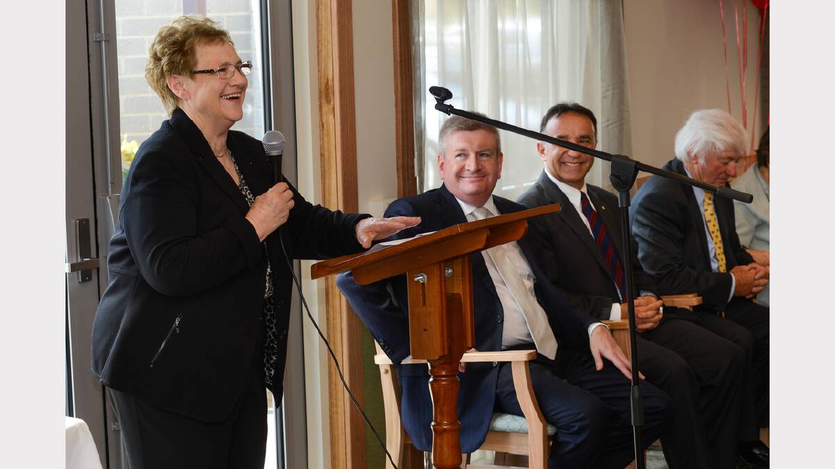 At the official opening of the Wellington Apartment at Masonic Peace Haven, Norwood are chief executive Marlene Johnstone, Senator Mitch Fifield and Bass Liberal MHR Andrew Nikolic. Picture: PHILLIP BIGGS