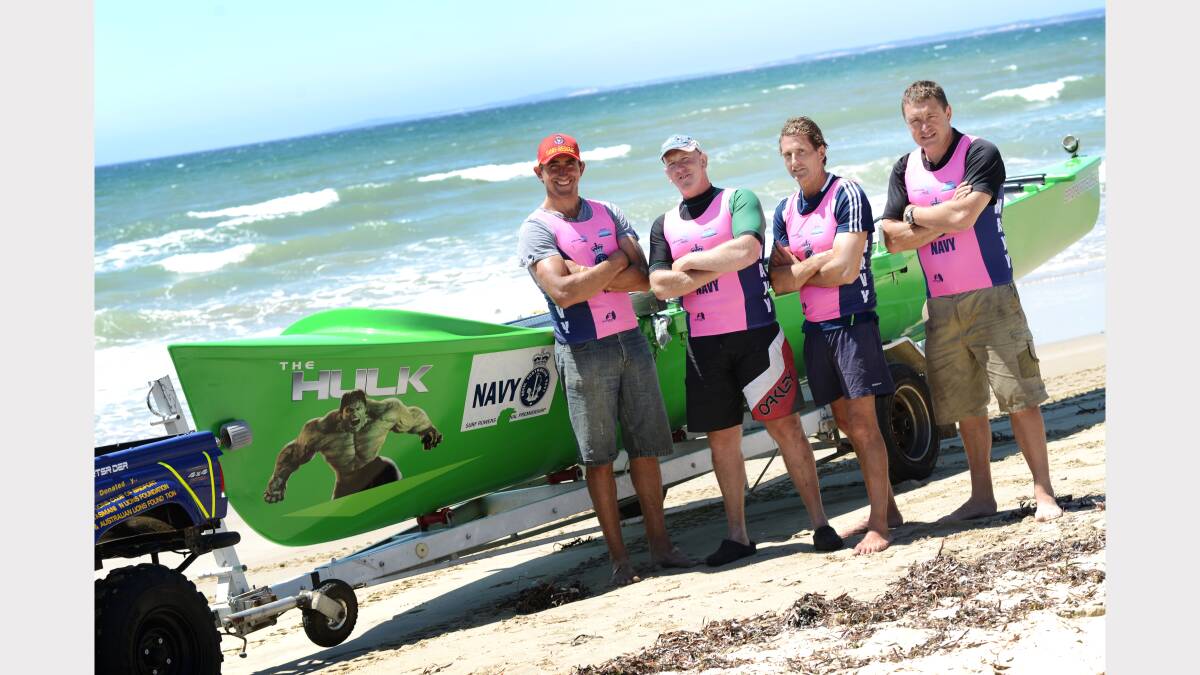 Bridport Surf Life Saving Club members Shaun Moore, Paul Hawkins, Richard Von Stieglitz and Derek Arnold. 