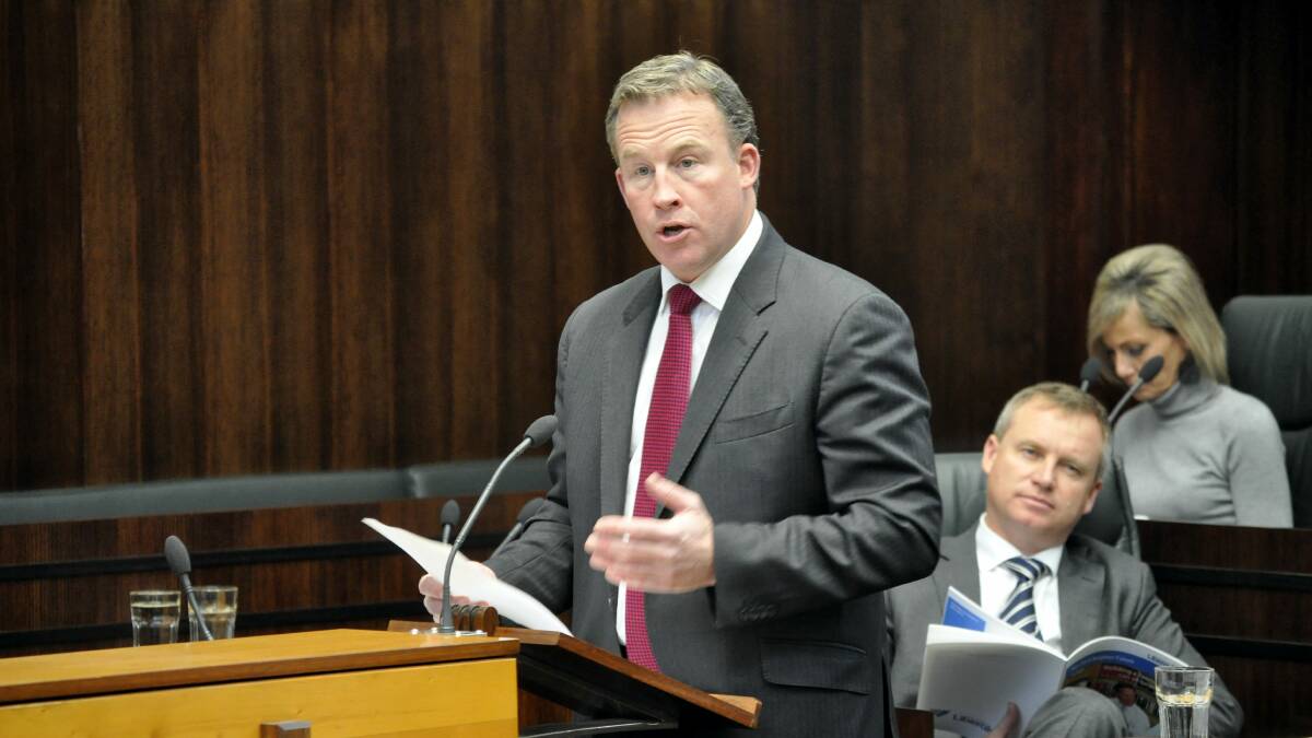 Opposition Leader Will Hodgman presents his alternative budget in Parliament.