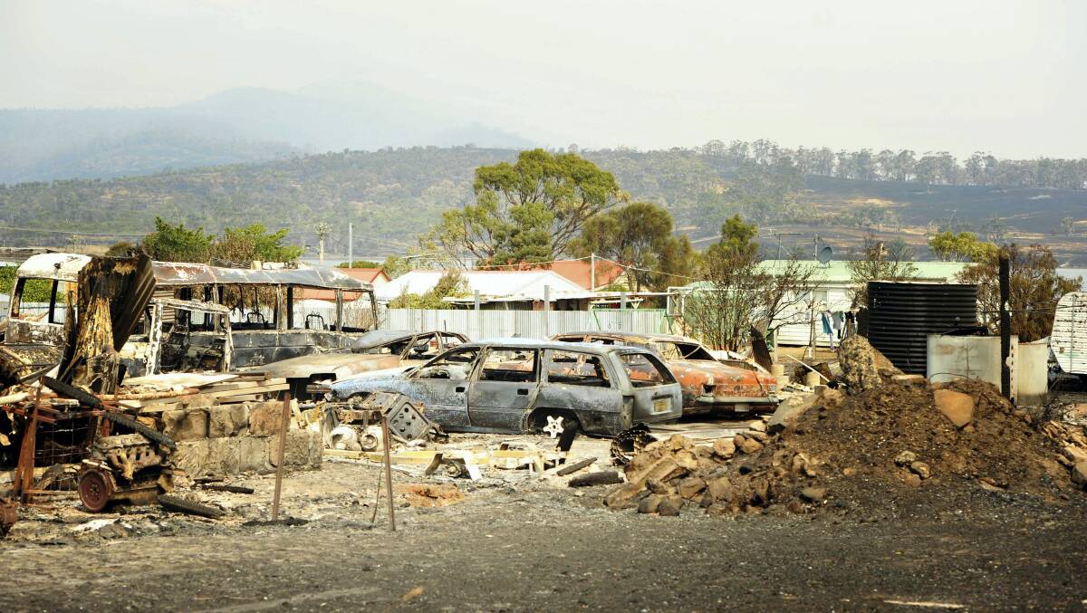 The devastation after the bushfires swept through Dunalley.