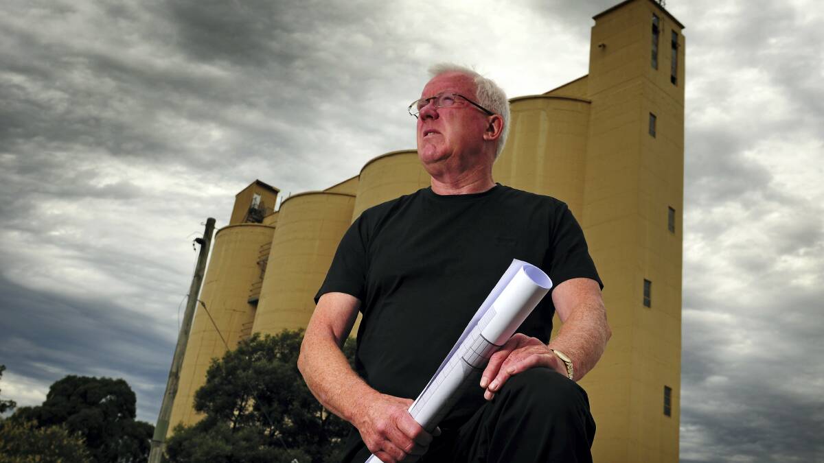 Errol Stewart in front of Launceston's silos that he wants to develop.