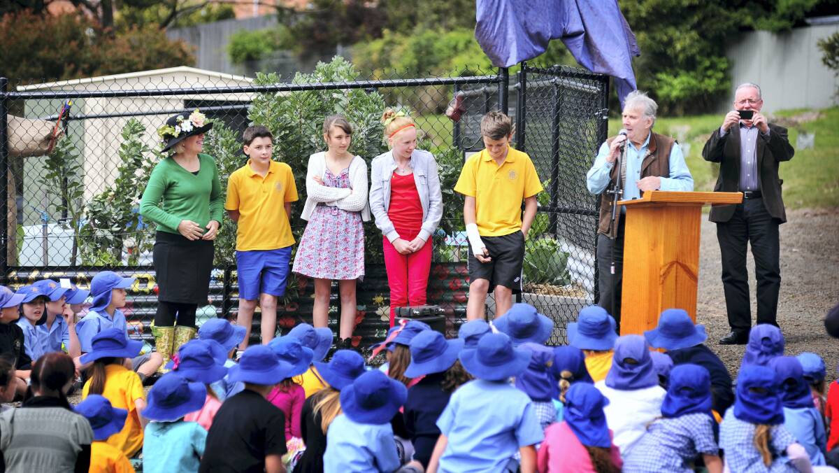Gardening identity Peter Cundall officially opens Tony's Garden at Trevallyn Primary School. Picture: SCOTT GELSTON