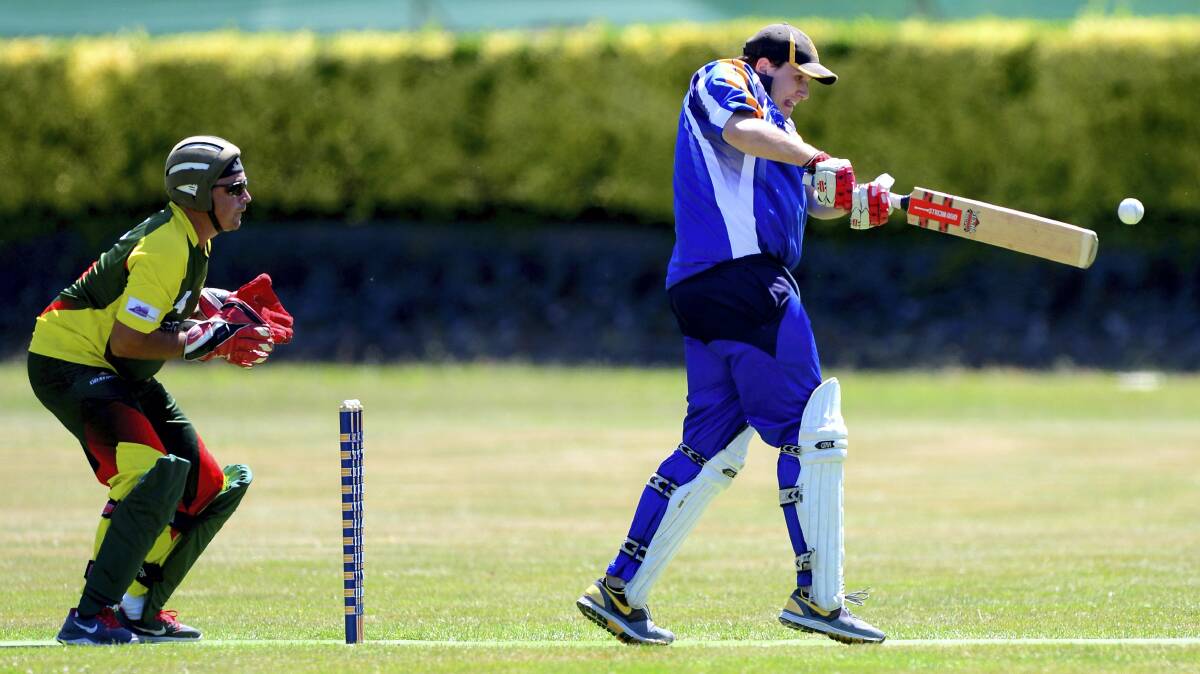 Trevallyn batsman Michael Hall gets bat to ball in the statewide Twenty20 match against Don. Picture: PHILLIP BIGGS