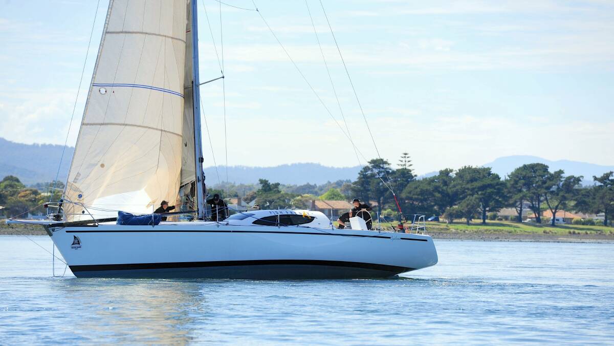 Fish Frenzy aground off George Town soon after the  start of the  Launceston to Hobart yacht race. Pictures: DANE LOJEK