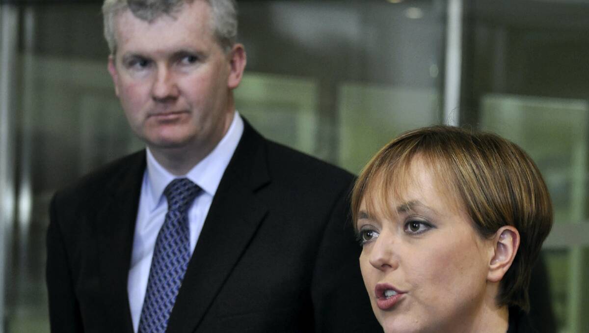 Federal environment minister Tony Burke with Premier Lara Giddings.