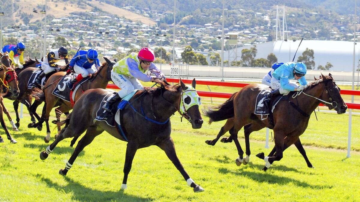 Top mare Rebel Bride, ridden by Stephen Maskiell, wins the Bow Mistress Trophy at Elwick last season. They will combine again in tonight's Tattsbet.Com Stakes at Mowbray.Picture: PETER STAPLES