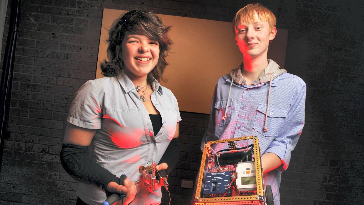 Enthusiasts Emma Hodgkinson and Harry Heathcote are members of a new Northern robotics club.  Picture: SCOTT GELSTON