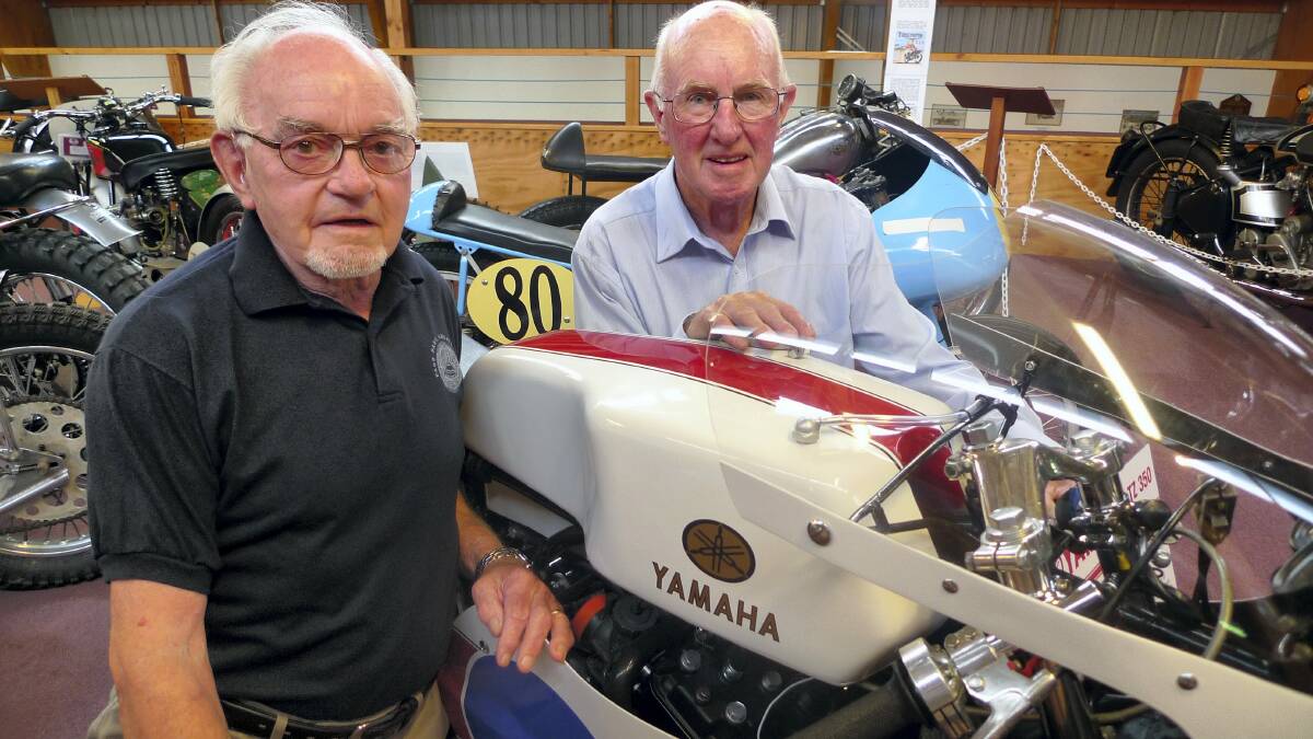 Hall of Fame inductees Geoff Smedley, of Launceston, and Ian Tilley, of Lalla,    at the National Automobile Museum of Tasmania.